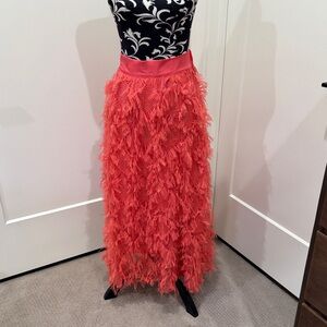 Elegant Coral Fringed Skirt 10P